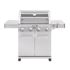 Monument Grills 4-Burner Stainless Steel Propane Gas Cabinet Grill with Clear View Lid, LED Controls, Side Burner | Natural Gas Converter Not Included, Sold Separately