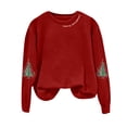 thumbnail image 4 of zaveiop Sweatshirt for Women Novelty Casual Long Sleeve Christmas Tree Print Crewneck Printed Pullover Oversized Cute Loose Thermal Comfort Tops (Z1-Red, XL), 4 of 5