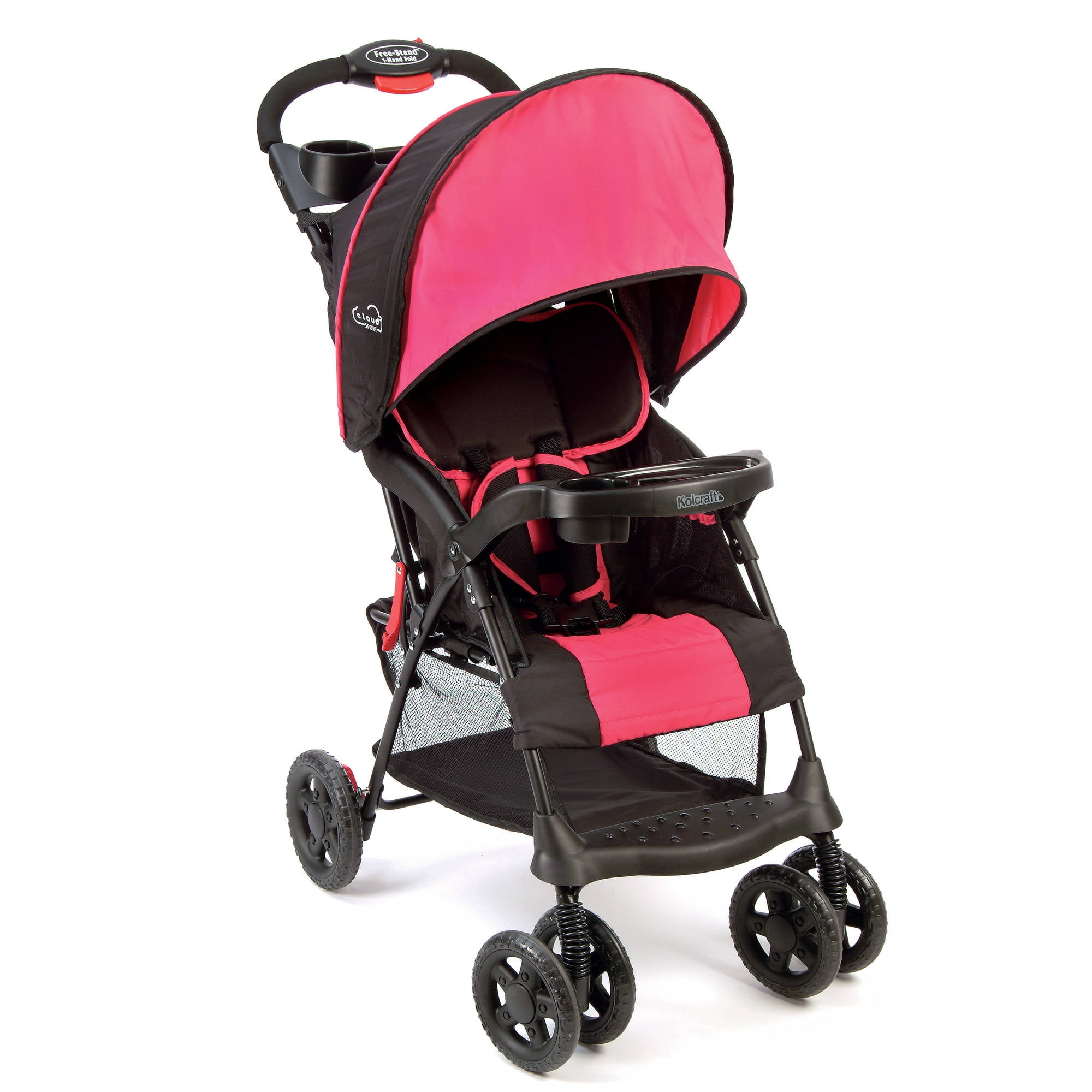 pink and black stroller