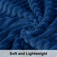 thumbnail image 2 of Flxxie Ultra Soft Warm Cozy Flannel Fluffy Fuzzy Toddler Blanket, Striped Design Baby Plush Blanket for Boys or Girls, 50" x 60", Navy Blue, 2 of 6