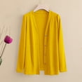 thumbnail image 2 of Elvqul Womens Plus Size Cardigans Casual Lightweight Sweaters Long Sleeve Fall Solid Color Loose Coats for Juniors Yellow, 2 of 8