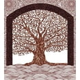 thumbnail image 3 of Nature Duvet Cover Set, Hand Drawn Tree Branch Roots with Modern Wavy Lines and Mandala Background Art, Decorative 2 Piece Bedding Set with 1 Pillow Shams, Twin Size, Maroon Brown, by Ambesonne, 3 of 3