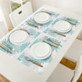 thumbnail image 3 of Aqua Chrysanthemum Flowers Placemat for Dinning Table Placemat Set of 4-Cotton Linen, Waterproof Cloth Table Mat-Easy Clean Place Mat Machine Washable Fabric, Floral Grey, 3 of 6