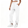 thumbnail image 2 of Jogger Sweatpants for Women Elastic Waist Loose Fit Ribbed Cuffed Ankle Casual Athletic Workout Lounge Fall Winter Everyday Pants with Pockets, 2 of 8