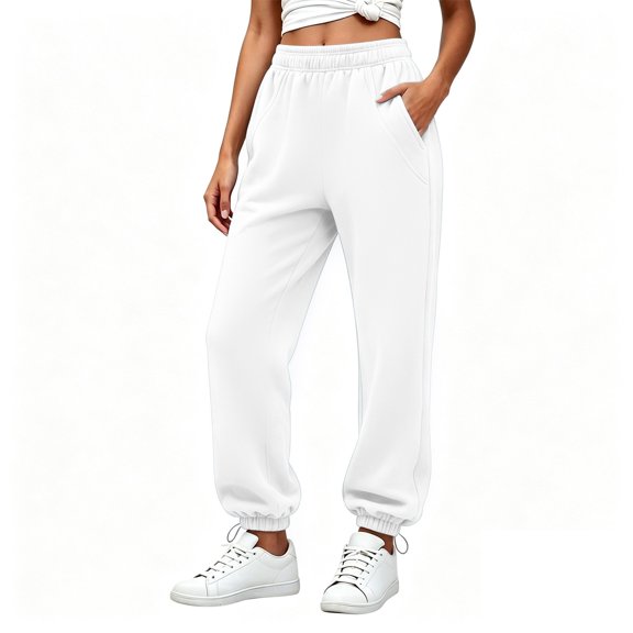 Sweatpants for Women Trendy Elastic Waist Cinch Bottom Lightweight Joggers Baggy Fit Jogger Pants,Adjustable Ankle Drawstring,Straight Leg Loose Trackpants,Fall Winter Casual Trousers with Pockets