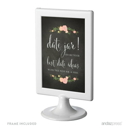 Date Jar - Share Best Date Idea Framed Chalkboard & Floral Roses Wedding Party