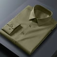 thumbnail image 5 of JUUYY Men's Four Side Silk Dress Shirt Casual Business Wedding Shirt Wrinkle-Free Button Collared Long Sleeve Shirts Army Green S, 5 of 5