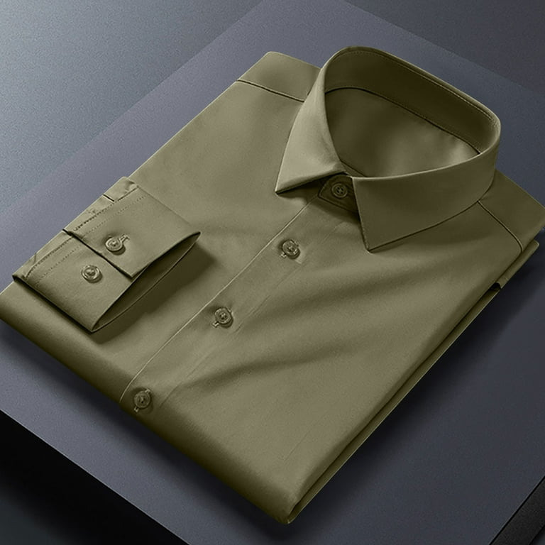 xs mens dress shirts Busydd Mens Dress Shirts XS-3XL Solid Color Long Sleeve Formal Business  Casual Shirt Stylish Lapel Button Down Shirt Comfortable Stretchy Mens  Shirts