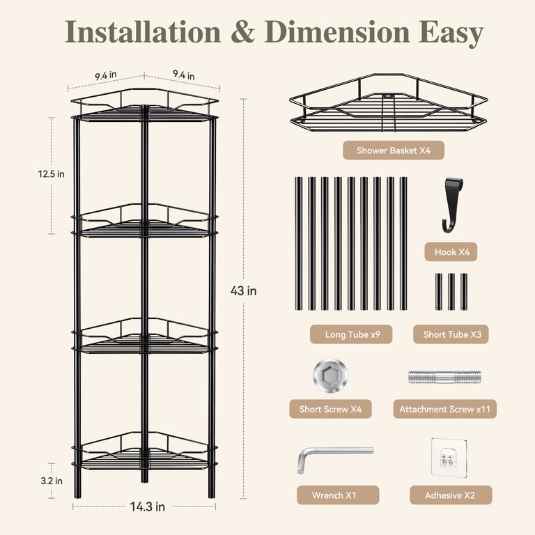 4-Tier Stainless Steel Freestanding Corner Shower Caddy photo 4