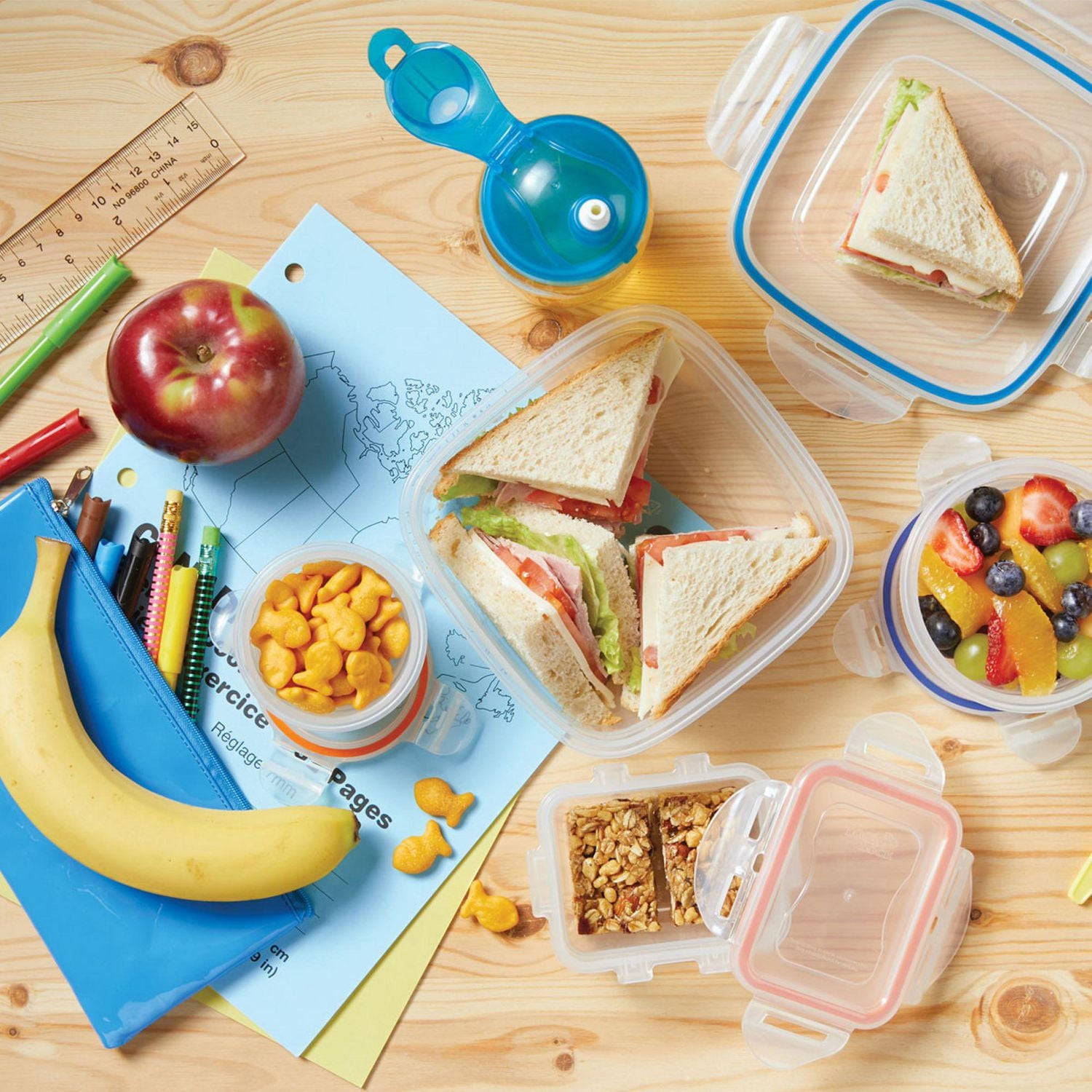 Starfrit LocknLock Easy Match Plastic Container - 47oz/1.4L - Airtight, Leakproof & Nestable - 4-Sided Locking Lid