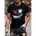 thumbnail image 1 of Camiseta con estampado de cara sonriente malvada para hombre, cuello redondo y manga corta, estilo casual y moderno para primavera, verano y otoño., 1 of 7