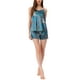 thumbnail image 2 of Conjunto de Lounge de Satén para Mujeres INSPIRE CHIC, Camiseta Sin Mangas, Ropa de Noche, Pijamas, Talla XS, Floral en Azul Marino y Rojo, 2 of 6