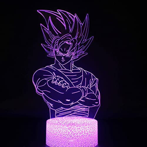 3D Illusion Anime Light, 7 Colors Changing Lamp With Usb Cable, Super Goku  Version Figure 3D Light Anime For Kids Boys Super Saiyan Goku Fans Kids (A)  