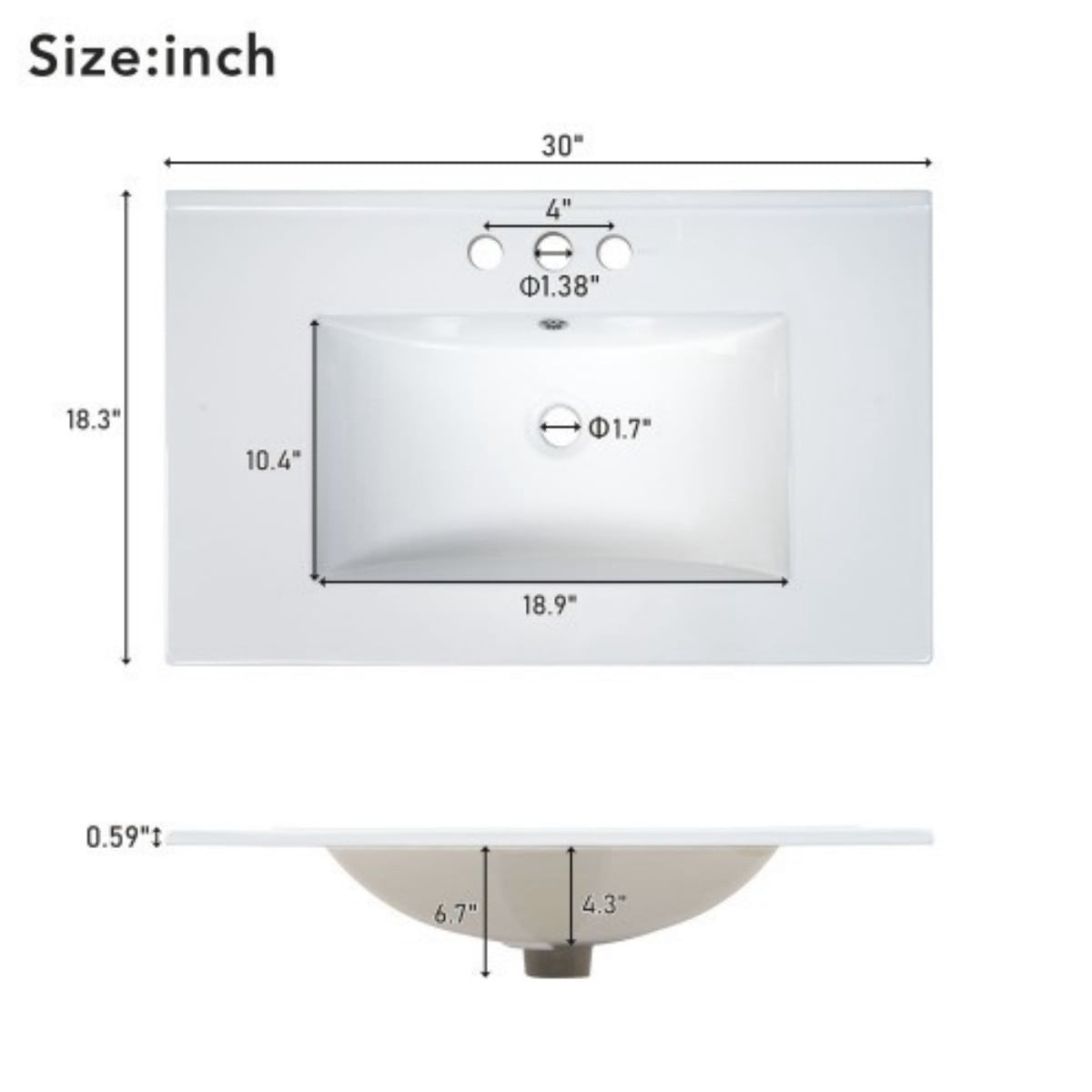 30" Bathroom Vanity with Sink, Modern Bathroom Cabinet with Ceramic Undermount Sink, Solid Wood Frame Storage Cabinet with Soft Close Doors, Drawer Organizer, Blue