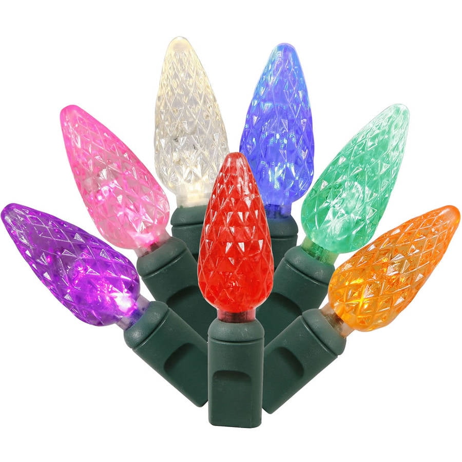 Vickerman Multicolored LED C6 Single Mold String Lights, 100 Count