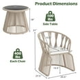 thumbnail image 3 of Costway 3 PCS Patio Leisure Chair Set Rope-Woven Armchairs & Table Set with  Cushions, 3 of 10