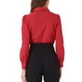 thumbnail image 3 of Camiseta Leotardo INSPIRE CHIC para Mujer, Casual de Negocios con Cuello, Botones, Manga Larga, Body Top XS Rojo, 3 of 6