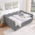 thumbnail image 2 of Miekor Furniture Queen Size Cozy Gingham Daybed with Two Storage Drawers, with USB Port and Adorable Wave Shaped, Linen Fabric No.6653, 2 of 8