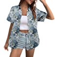 thumbnail image 2 of Cnbwig Womens Shirts Casual Fashion Floral Printed Summer Elegant Short Sleeve Blouse for Ladies Beach Soft Basic Tops, 2 of 5