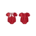 thumbnail image 2 of BemeyourBBs Newborn Baby Girl Summer Clothes Bubble Rompers 0 3 6 12 18 24 Months Bowknot Decor Front Buttons Ruffled Short Sleeve Infant Princess Bodysuits Jumpsuits Playsuits, 2 of 9