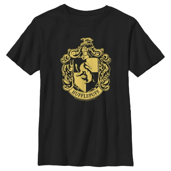 Boy's Harry Potter Hufflepuff House Crest  Graphic Tee Black Small