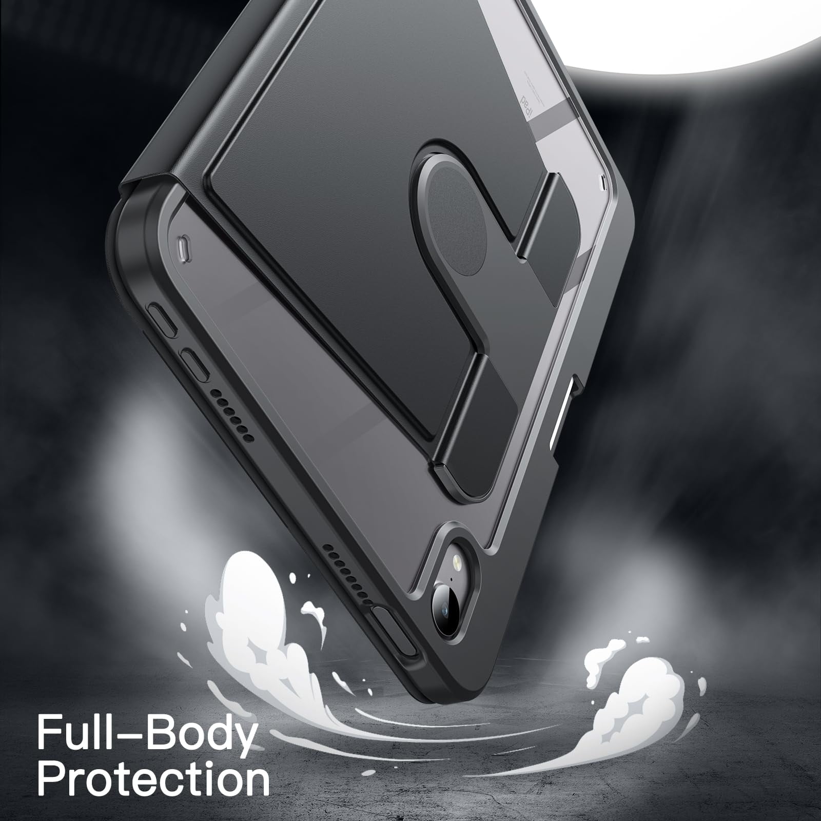 JETech Rotating Case for iPad mini (A17 Pro, 2024 Model, 7th Generation) / mini 6 (2021 Model, 6th Generation), 360 Degree Rotation Protective Stand Cover Clear Back (Space Gray)