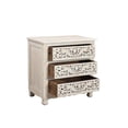 thumbnail image 4 of Pemberly Row Floral Carved Solid Wood 3-Drawers Nightstand in White, 4 of 7