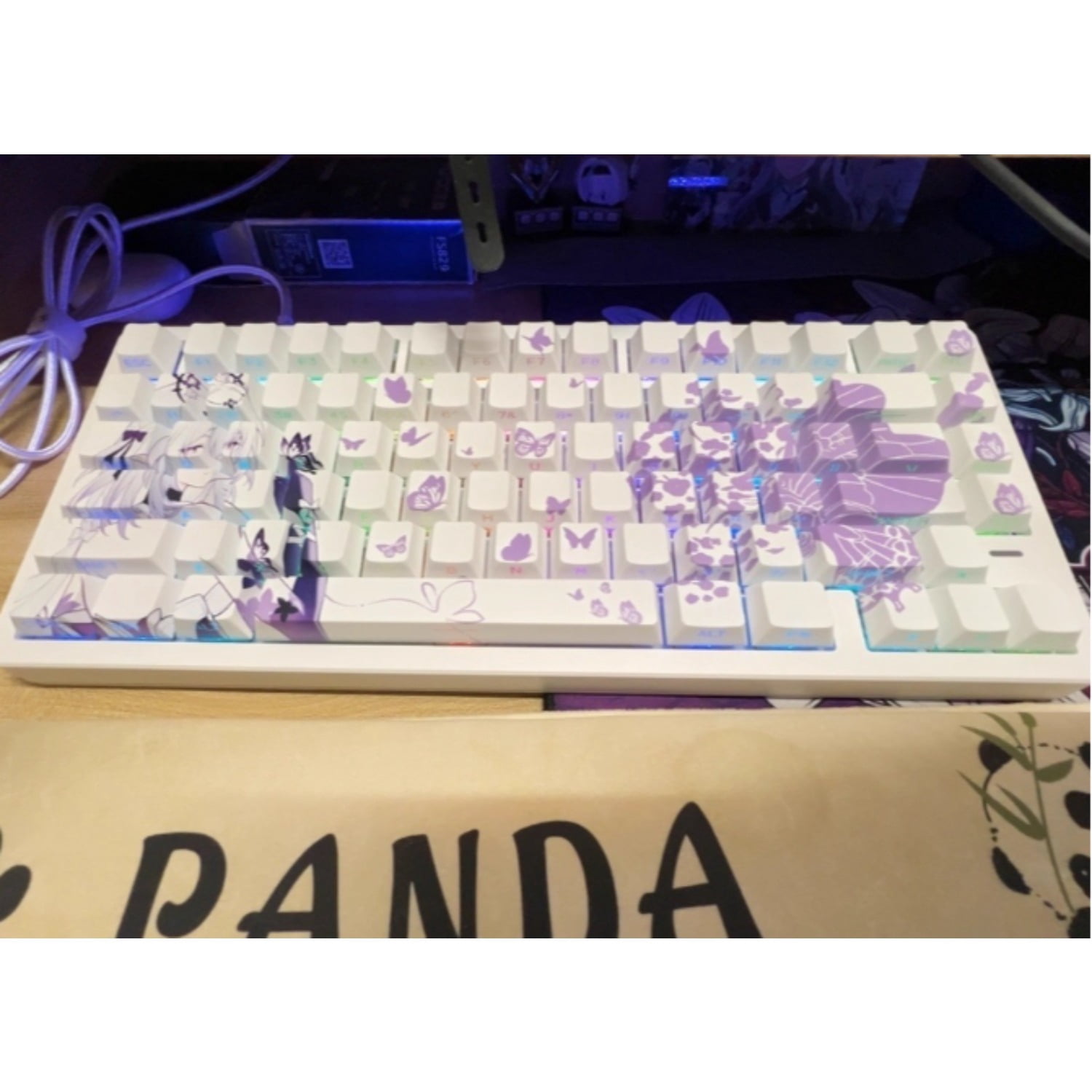 Anime Keycap Set Butterfly Design, cherry Profile 5-Side Dye-Sublimation PBT Keycaps for 60/65/68/75/87 Mechanical Keyboards
