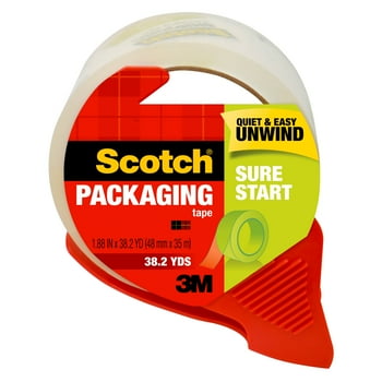 Scotch Sure Start Packaging Tape Dispenser, Clear 1.88 in. x 38.2 yd., 1 Total