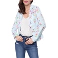 thumbnail image 5 of DARING DIVA Women's Elegant Notched Lapel Floral Print Blazer L Blue-Floral, 5 of 6