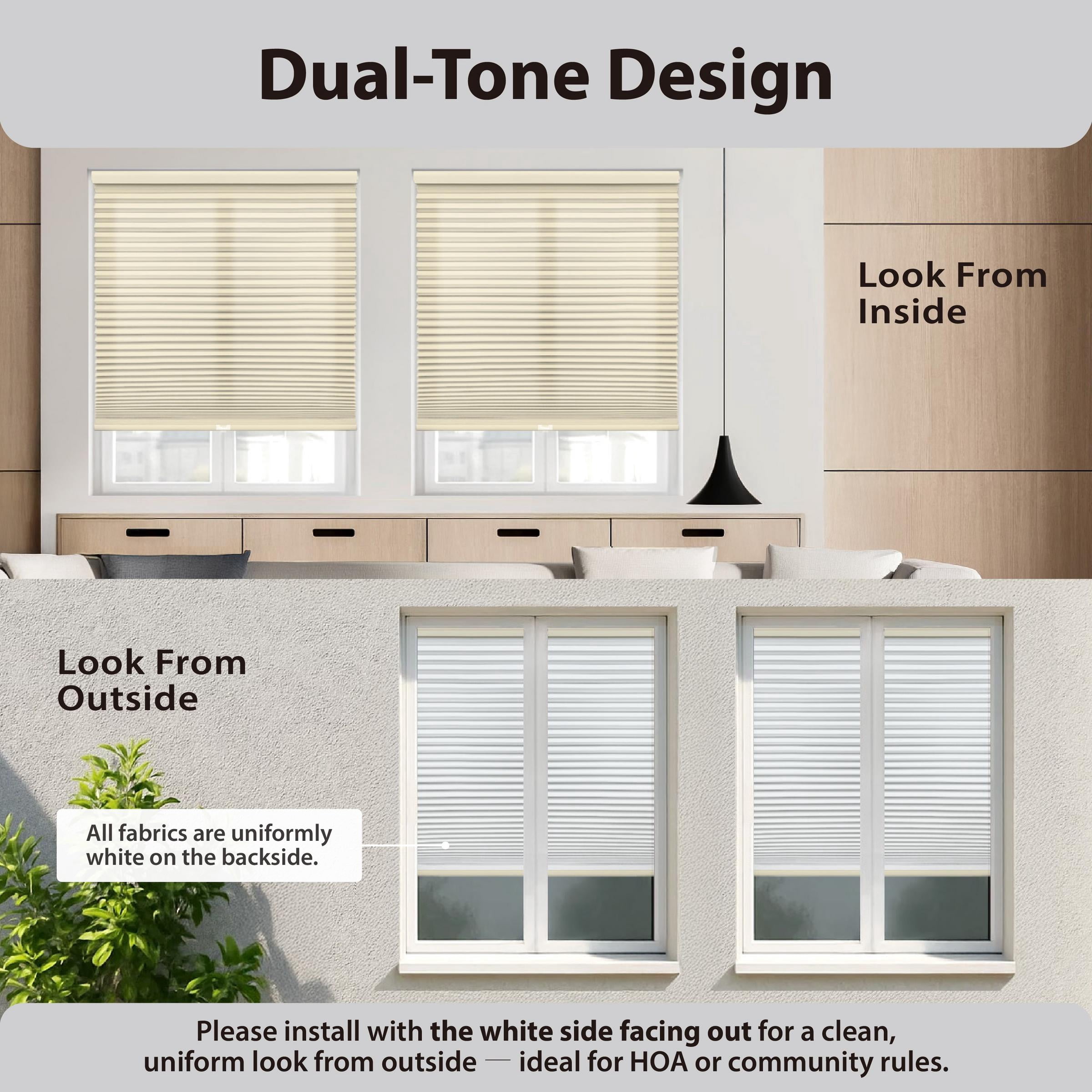 Regal Living Light Filtering Cordless Cellular Shade, Alabaster - 23" W x 48" L