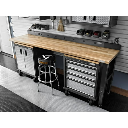Gladiator - 8' Adjustable Height Hardwood Workbench - Hammered Granite