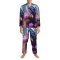 thumbnail image 3 of Fotbe Beautiful Flower Blue Bird Pijama de Hombre con Estampado de Manga Larga, Conjunto de 2 Piezas, Ropa de Dormir Suave y Cómoda con Bolsillos-X-Large, 3 of 7
