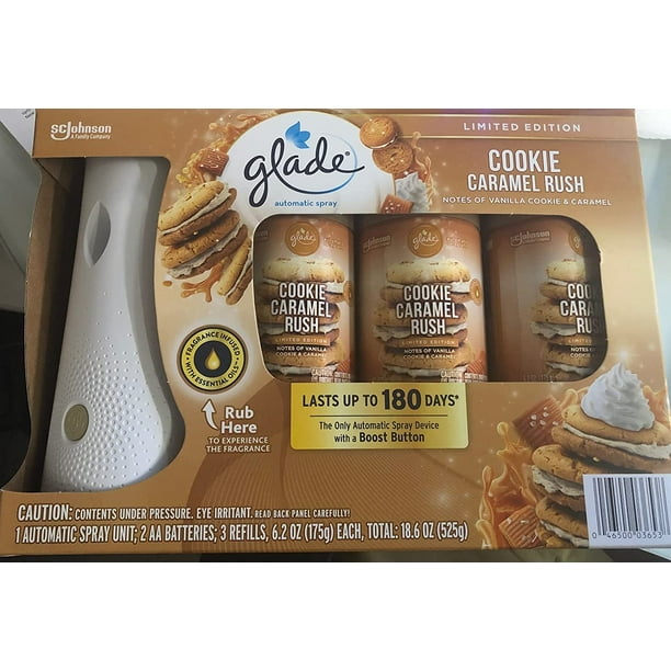 Glade Automatic Spray Limited Edition Cookie Caramel Rush 1 Spray Unit 3 Refills