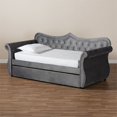 thumbnail image 3 of Bowery Hill Traditional Velvet Crystal Tufted Twin Daybed with Trundle in Gray, 3 of 12