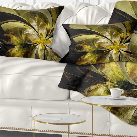 Designart 12" x 20" Contemporary, Modern Black Polyester Throw Pillow