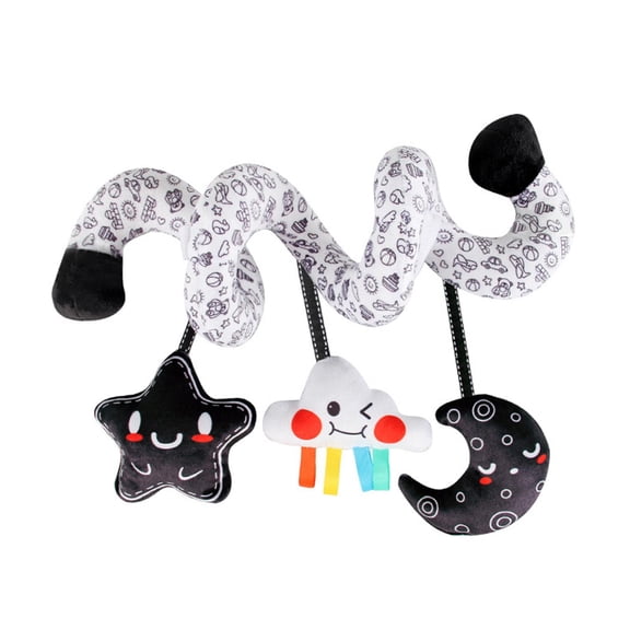 Lipstore Jouet de Siège d'Auto en Spirale pour Bébé, Jouet Sensoriel de Dessin Animé pour 0-6 Mois, Chambre de Bébé, Anniversaire, Noir et Blanc
