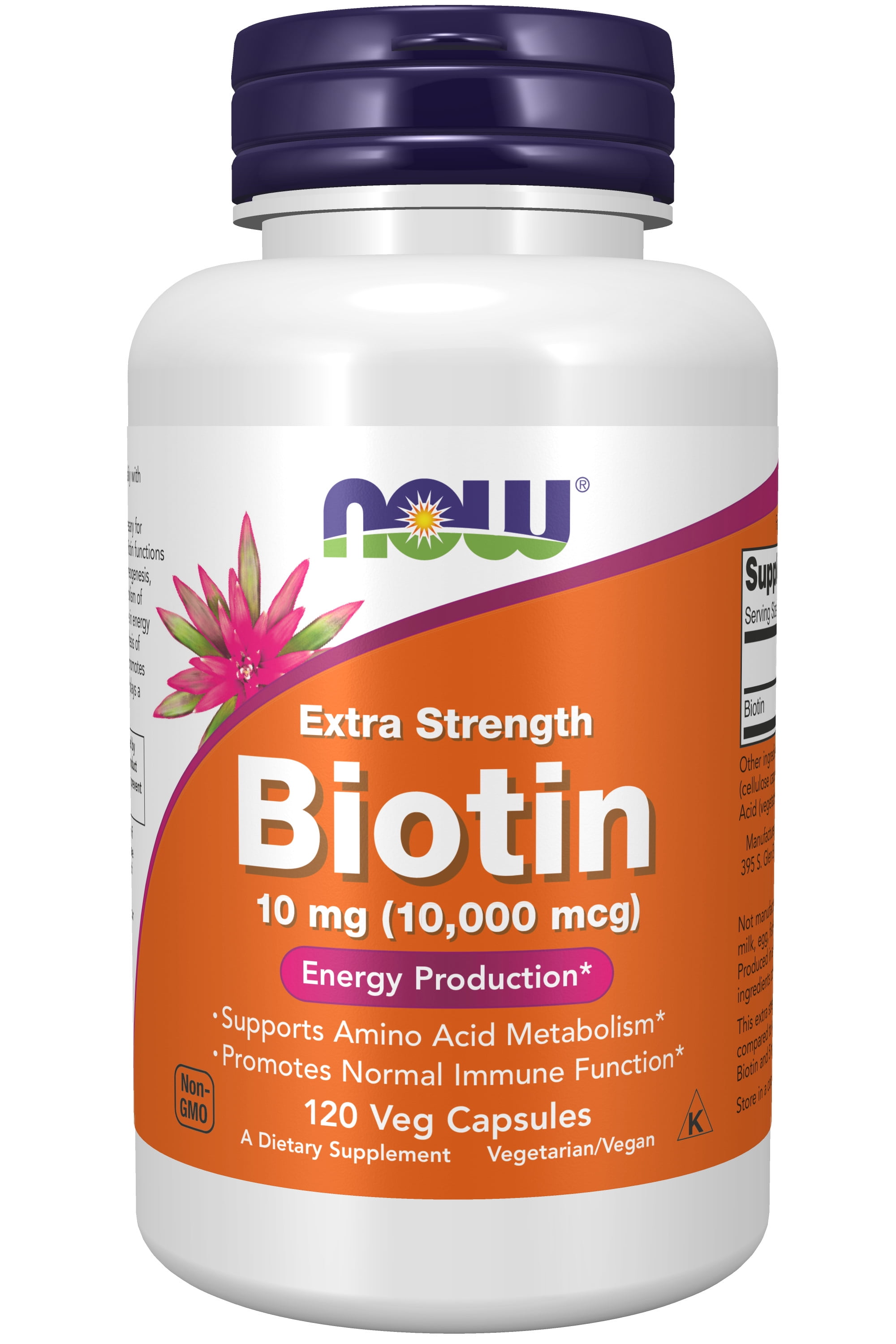 NOW Supplements, Biotin 10 mg (10,000 mcg), Extra Strength, Energy
