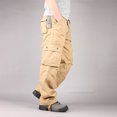 thumbnail image 5 of Puntoco Pantalones casuales largos para hombre, pantalones deportivos cargo con cintura elástica, cierre de velcro, cordones y múltiples bolsillos con correa en la pierna para hombre, 5 of 5