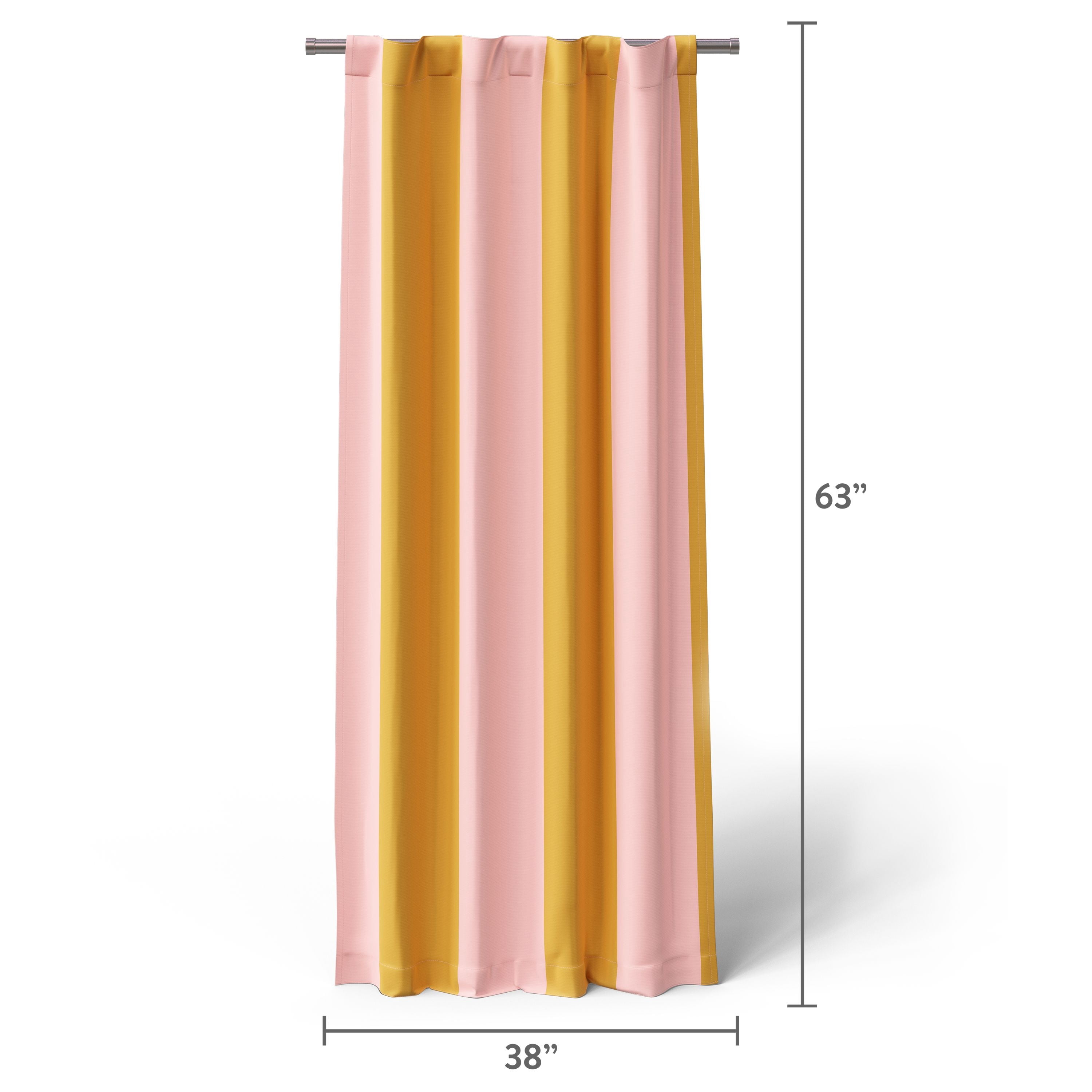 Mainstays Kids Cabana Stripe 100% Blackout Curtain Panel, Pink & Gold, 38 x 63 in