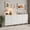 White, variant on 70 Inch Wide Engineered Wood Top Media Console With 12 Fabric Drawers And Built-In Charging Station