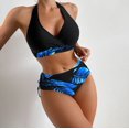 thumbnail image 3 of Gibobby Conjunto de Bikini para Mujer Traje de baño Bikini de triángulo dividido para mujer Conjunto de traje de baño de color sólido estampado(Azul,XL), 3 of 5