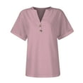 thumbnail image 6 of Olyvenn Fashion Summer Tops for Women Trendy Short Sleeve V Neck Eyelet Shirts Dressy Casual Loose Ladies Blouses Going Out Pink XXXXL, 6 of 7