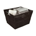 thumbnail image 5 of Simplify Large Built-in-Handles Rattan Storage Tote Basket, Chocolate, 5 of 6