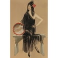 thumbnail image 2 of Henry Hutt 17x24 Black Ornate Framed Double Matted Museum Art Print Titled: Woman with Tambourine (1920), 2 of 5