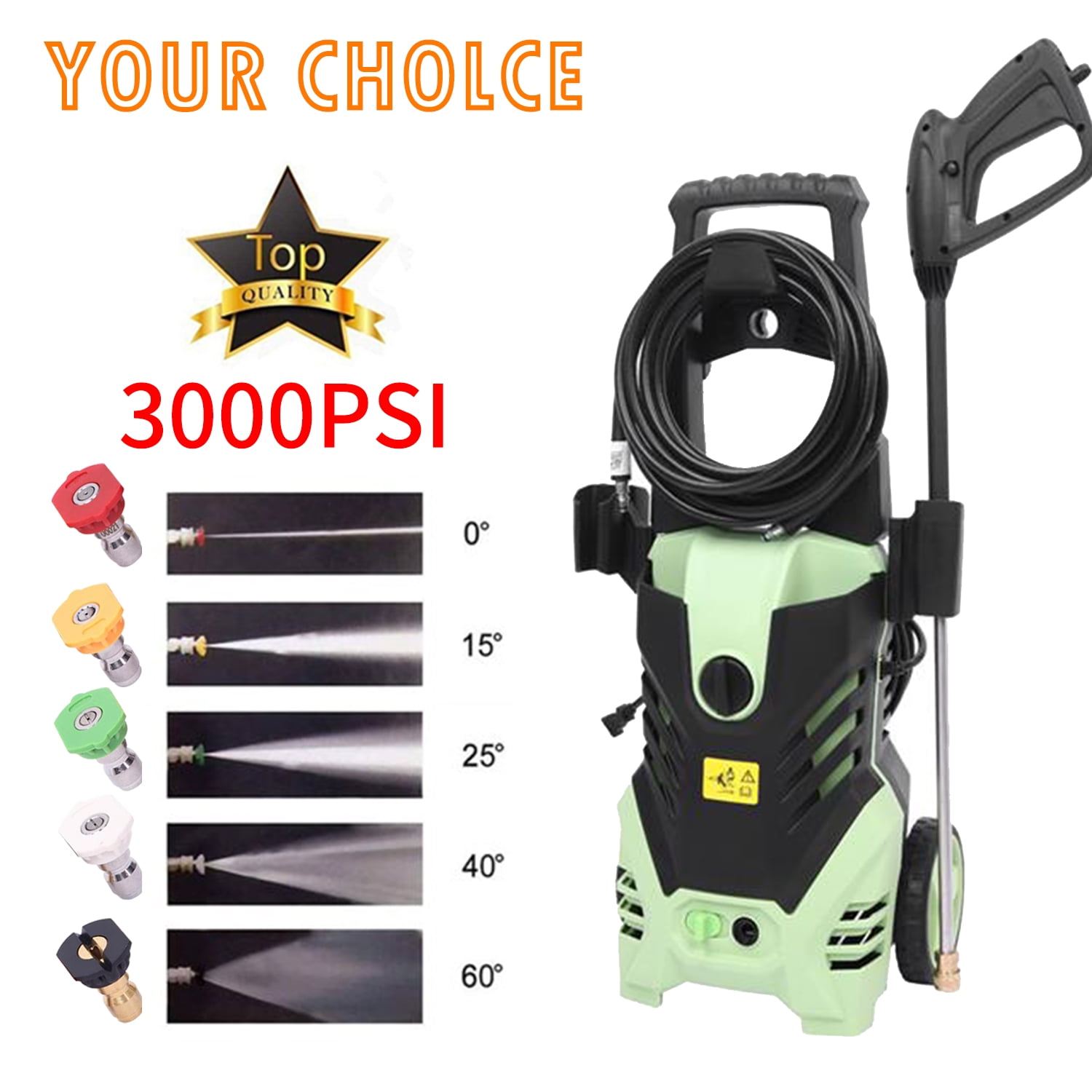 Balleen.E 3000PSI Electric Pressure Washer 1.7GPM Power Washer 1800W High Pressure Washer Cleaner Machine with 5 Interchangeable Nozzle & Hose Reel, Best for Cleaning Patio,Garden,Yard,Vehicle
