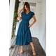 thumbnail image 4 of Vestido PRETTYGARDEN Maxi Azul con Volantes, Escote Cruzado y Cinturón, Talla M, 4 of 8
