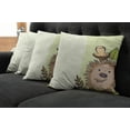 thumbnail image 2 of Ambesonne Cartoon Throw Pillow Cover 4 Pack, Hedgehog Chevron, 18", Green Brown Beige, 2 of 6