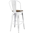 thumbnail image 5 of Industrial Country Cottage Farm Beach House Bar Pub and Dining Kitchen Bar Side Stool Chair, Metal Steel Wood, White, 5 of 5