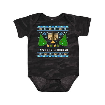 

Inktastic Happy Chrismukkah Sweater Style with Menorah and Trees Gift Baby Boy or Baby Girl Bodysuit